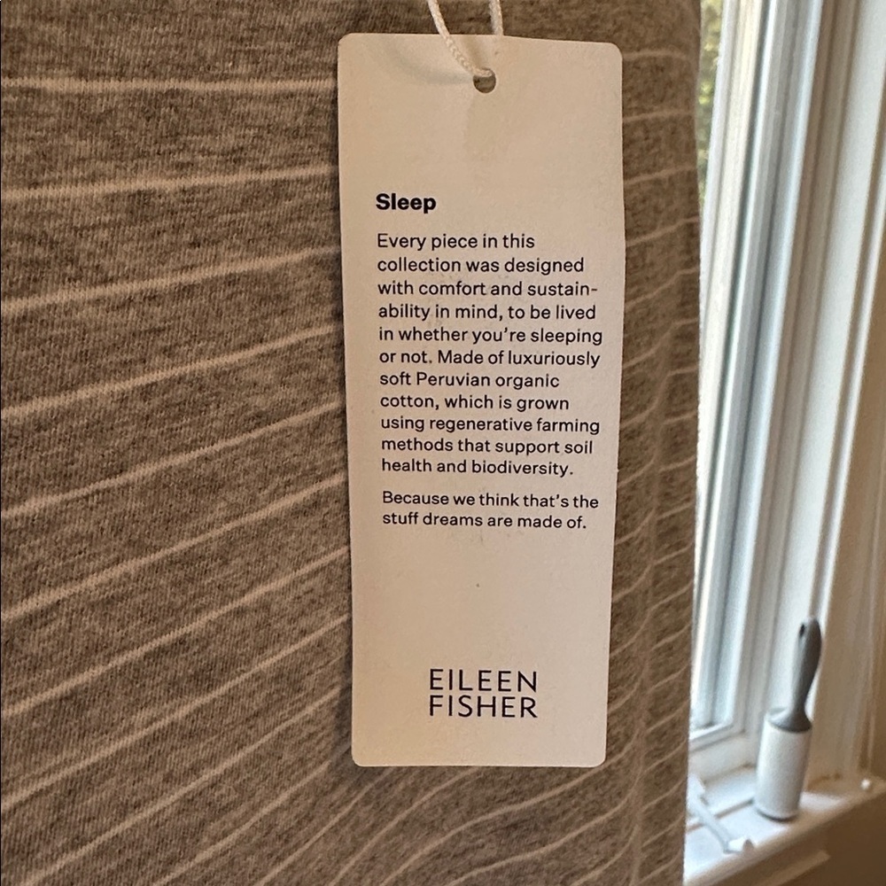 NWT Eileen Fisher Striped Organic Cotton Jersey Tank Sleep Dress, Small - Picture 6 of 8